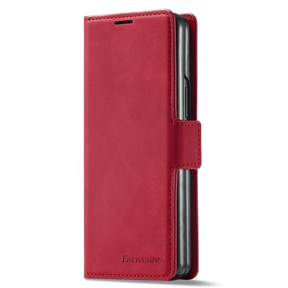 FORWENW for Samsung Galaxy Z Fold3 5G Fantasy Series Skin-touch PU Leather Well-protected Cover Anti-drop Cell Phone Stand Wallet Case