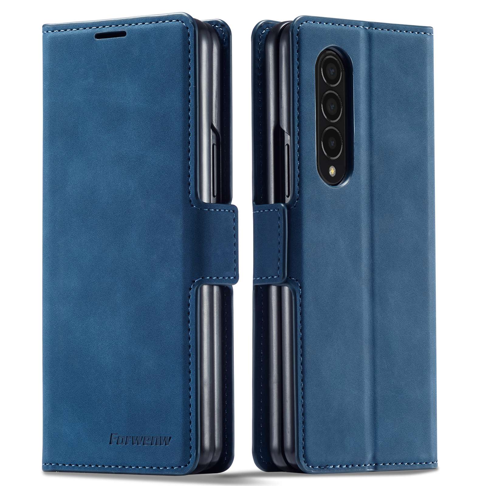 FORWENW for Samsung Galaxy Z Fold3 5G Fantasy Series Skin-touch PU Leather Well-protected Cover Anti-drop Cell Phone Stand Wallet Case