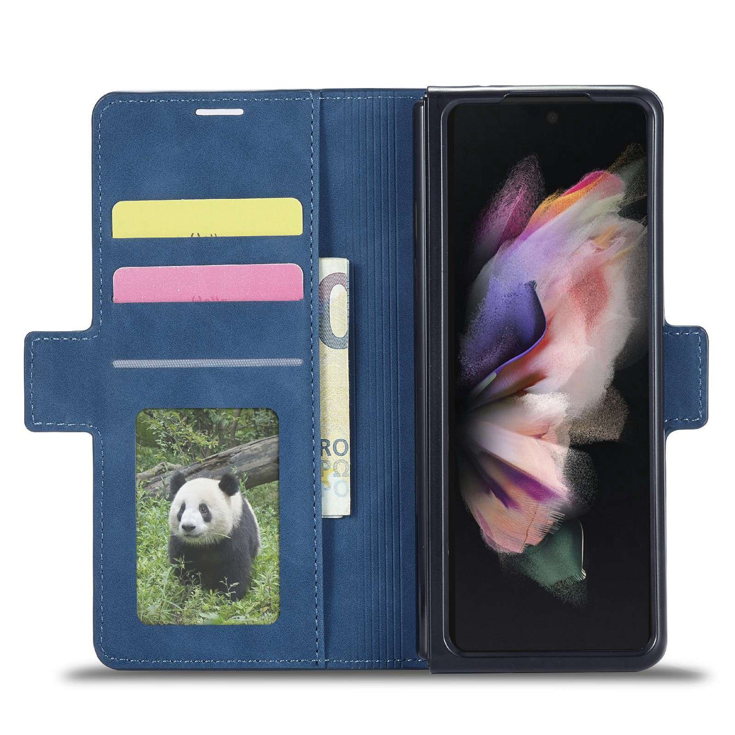 FORWENW for Samsung Galaxy Z Fold3 5G Fantasy Series Skin-touch PU Leather Well-protected Cover Anti-drop Cell Phone Stand Wallet Case