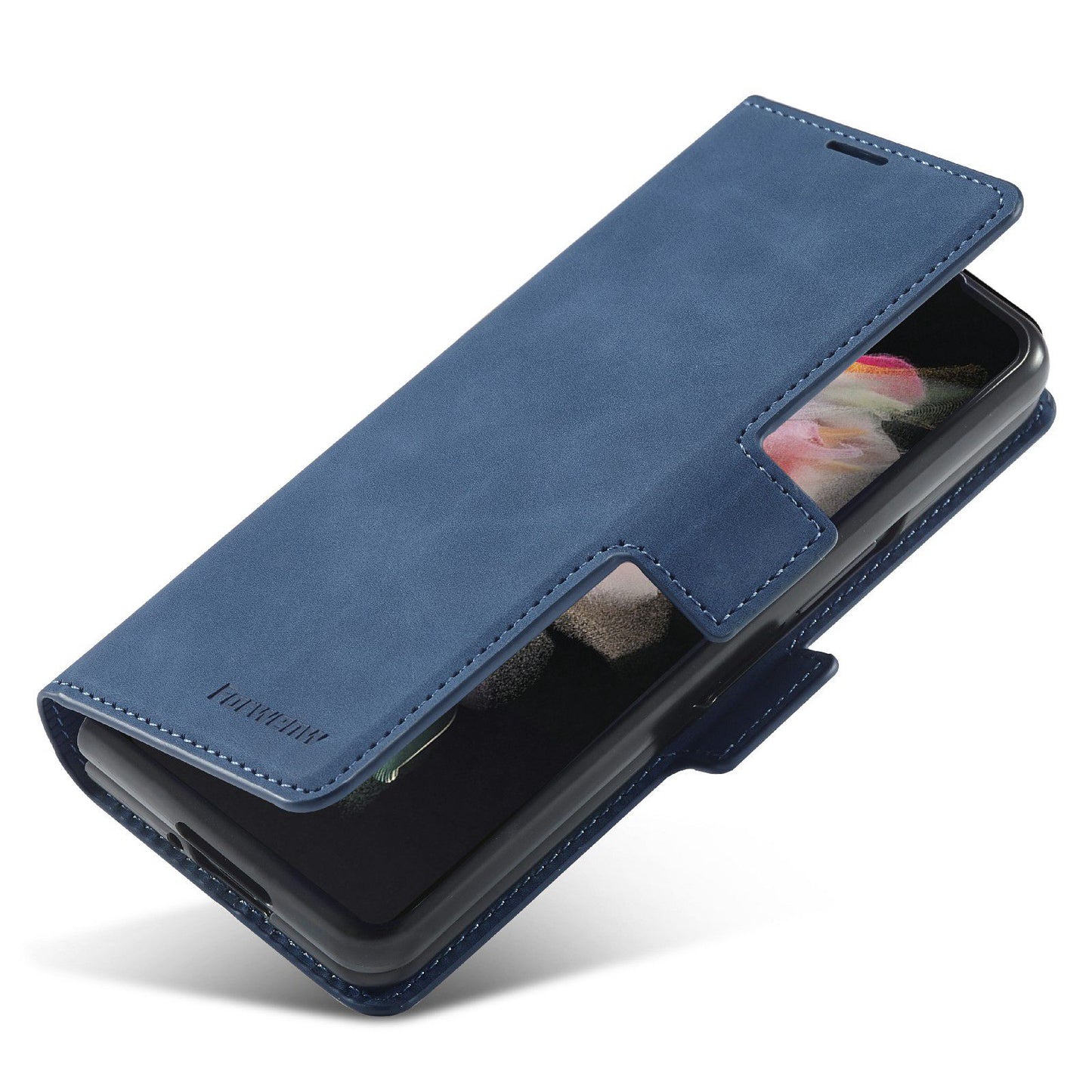 FORWENW for Samsung Galaxy Z Fold3 5G Fantasy Series Skin-touch PU Leather Well-protected Cover Anti-drop Cell Phone Stand Wallet Case