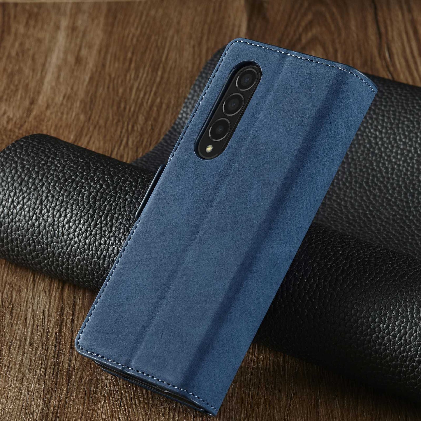 FORWENW for Samsung Galaxy Z Fold3 5G Fantasy Series Skin-touch PU Leather Well-protected Cover Anti-drop Cell Phone Stand Wallet Case