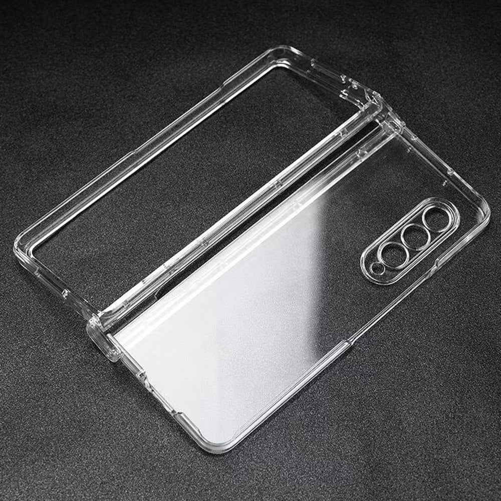 For Samsung Galaxy Z Fold3 5G Folding Transparent Phone Case Full Protection Anti-scratch Cover with Pen Holder