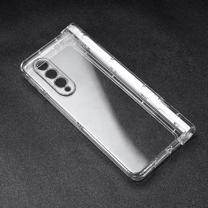 For Samsung Galaxy Z Fold3 5G Folding Transparent Phone Case Full Protection Anti-scratch Cover with Pen Holder