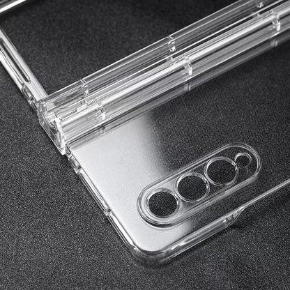 For Samsung Galaxy Z Fold3 5G Folding Transparent Phone Case Full Protection Anti-scratch Cover with Pen Holder