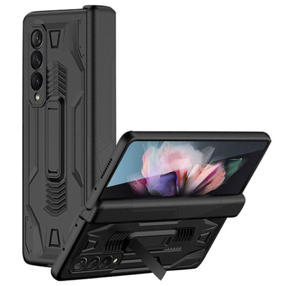GKK for Samsung Galaxy Z Fold3 5G Magnetic Folding Full Protection PC+Tempered Glass Phone Case with Kickstand