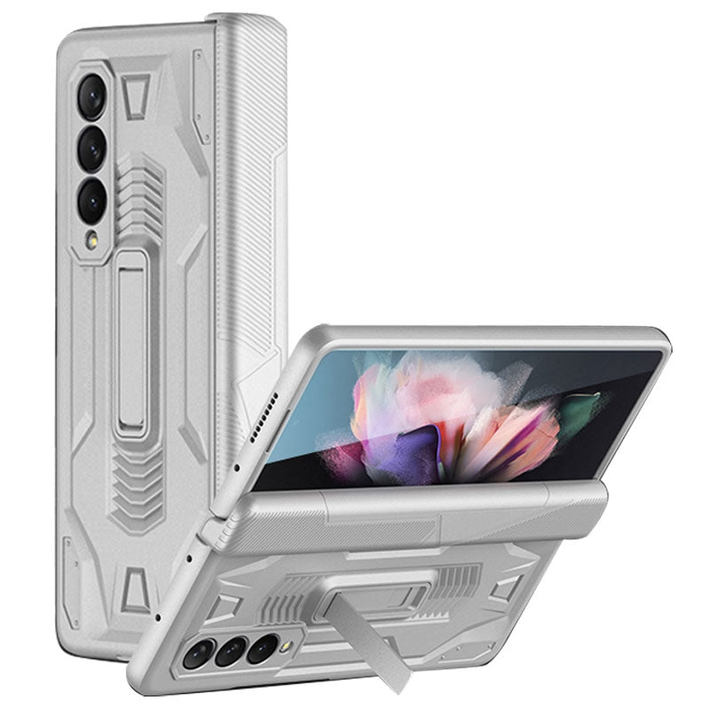 GKK for Samsung Galaxy Z Fold3 5G Magnetic Folding Full Protection PC+Tempered Glass Phone Case with Kickstand