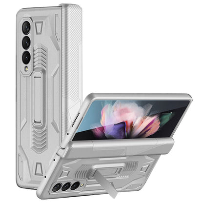 GKK for Samsung Galaxy Z Fold3 5G Magnetic Folding Full Protection PC+Tempered Glass Phone Case with Kickstand