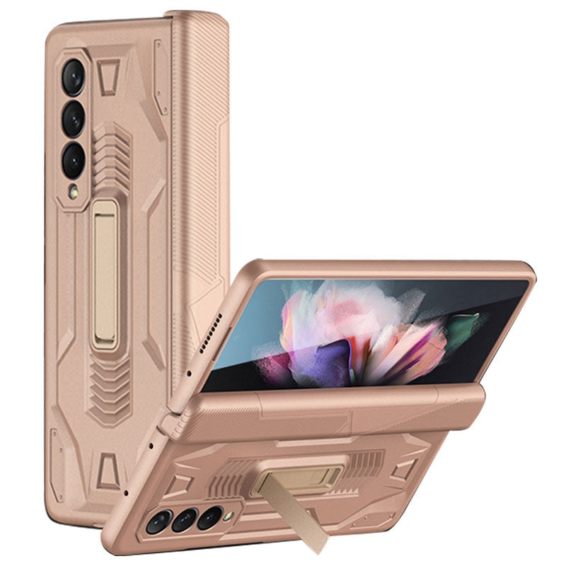 GKK for Samsung Galaxy Z Fold3 5G Magnetic Folding Full Protection PC+Tempered Glass Phone Case with Kickstand