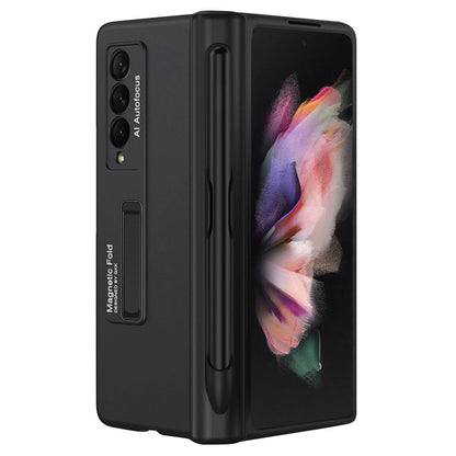 GKK For Samsung Galaxy Z Fold3 5G Hard PC + Tempered Glass Full Coverage Phone Case Kickstand Folding Cover with Pen Slot