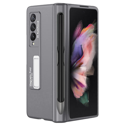 GKK For Samsung Galaxy Z Fold3 5G Hard PC + Tempered Glass Full Coverage Phone Case Kickstand Folding Cover with Pen Slot