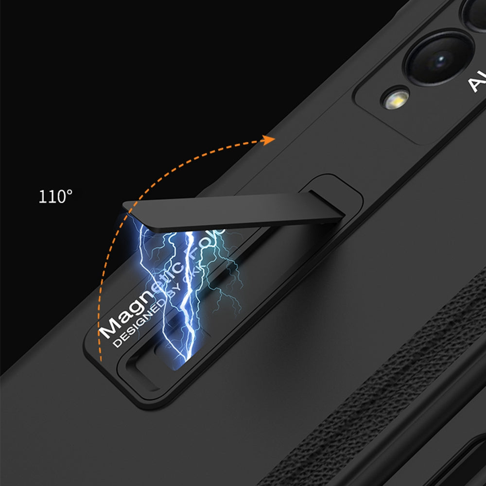 GKK For Samsung Galaxy Z Fold3 5G Hard PC + Tempered Glass Full Coverage Phone Case Kickstand Folding Cover with Pen Slot