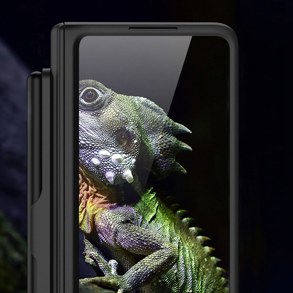 GKK For Samsung Galaxy Z Fold3 5G Hard PC + Tempered Glass Full Coverage Phone Case Kickstand Folding Cover with Pen Slot