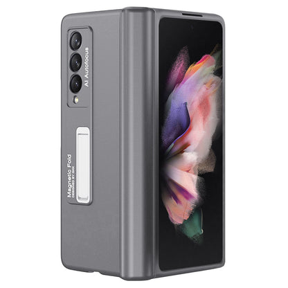 GKK For Samsung Galaxy Z Fold3 5G Magnetic Absorption Hinge Phone Case PC + Tempered Glass Full Protection Shell with Kickstand