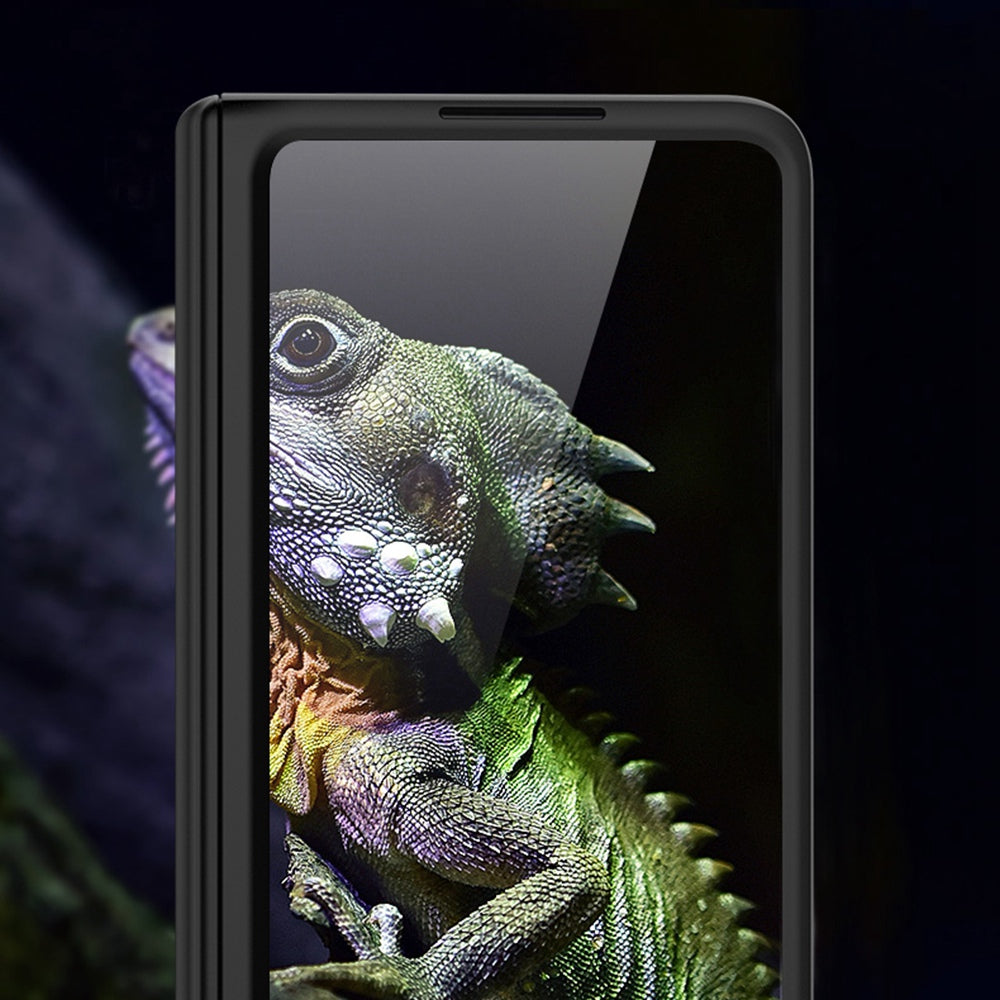 GKK For Samsung Galaxy Z Fold3 5G Magnetic Absorption Hinge Phone Case PC + Tempered Glass Full Protection Shell with Kickstand