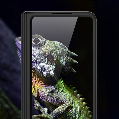 GKK For Samsung Galaxy Z Fold3 5G Magnetic Absorption Hinge Phone Case PC + Tempered Glass Full Protection Shell with Kickstand