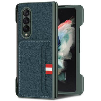 GKK For Samsung Galaxy Z Fold3 5G Ultra Slim Phone Case PU Leather Coated PC Folding Cover with Pen Slot