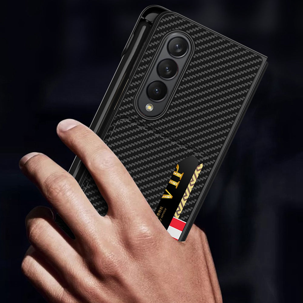 GKK For Samsung Galaxy Z Fold3 5G Ultra Slim Phone Case PU Leather Coated PC Folding Cover with Pen Slot