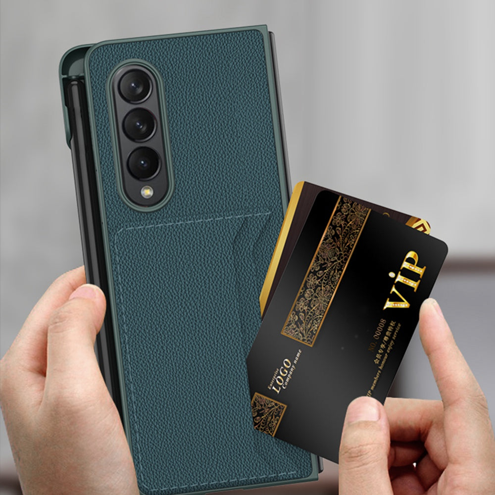 GKK For Samsung Galaxy Z Fold3 5G Ultra Slim Phone Case PU Leather Coated PC Folding Cover with Pen Slot