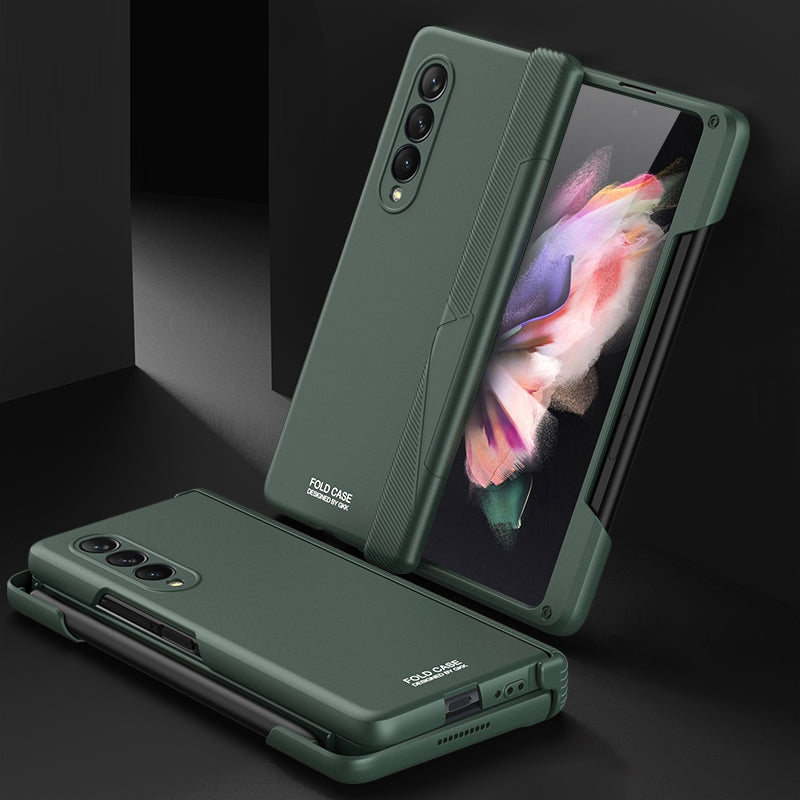 GKK For Samsung Galaxy Z Fold3 5G Magnetic Absorption Hinge Hard PC Folding Phone Case with Pen Slot