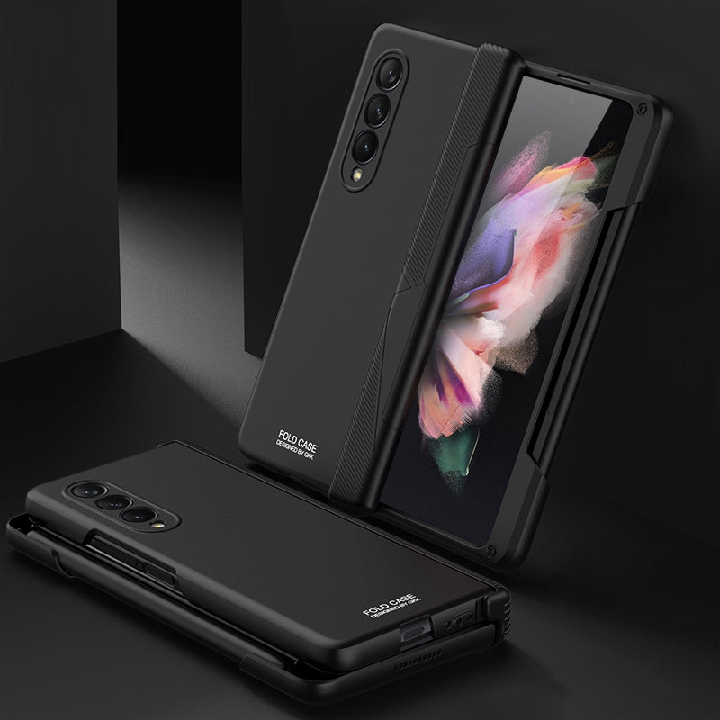 GKK For Samsung Galaxy Z Fold3 5G Magnetic Absorption Hinge Hard PC Folding Phone Case with Pen Slot