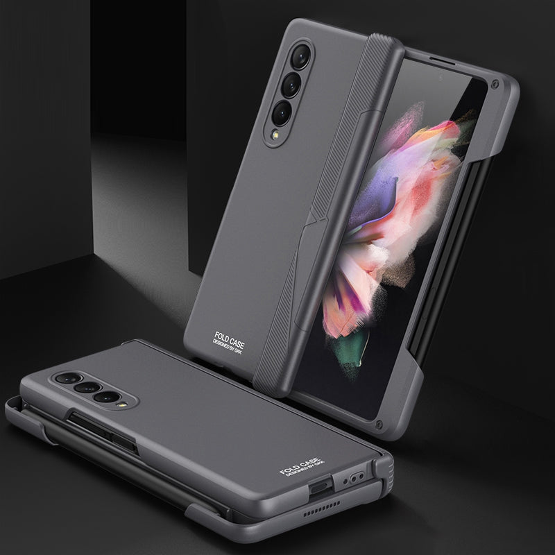 GKK For Samsung Galaxy Z Fold3 5G Magnetic Absorption Hinge Hard PC Folding Phone Case with Pen Slot
