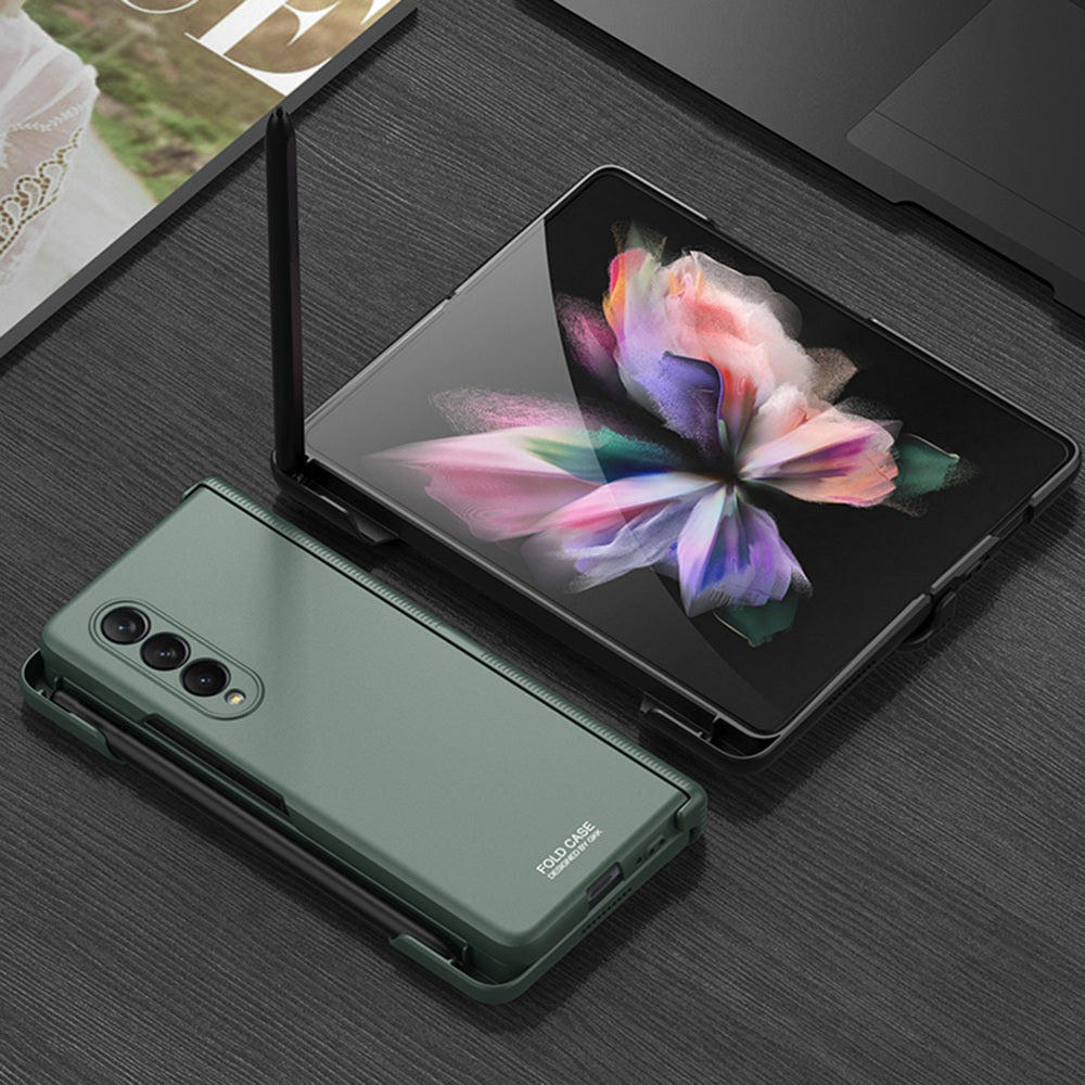 GKK For Samsung Galaxy Z Fold3 5G Magnetic Absorption Hinge Hard PC Folding Phone Case with Pen Slot