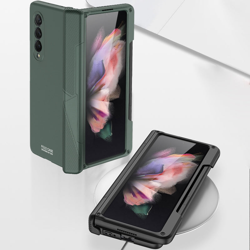 GKK For Samsung Galaxy Z Fold3 5G Magnetic Absorption Hinge Hard PC Folding Phone Case with Pen Slot