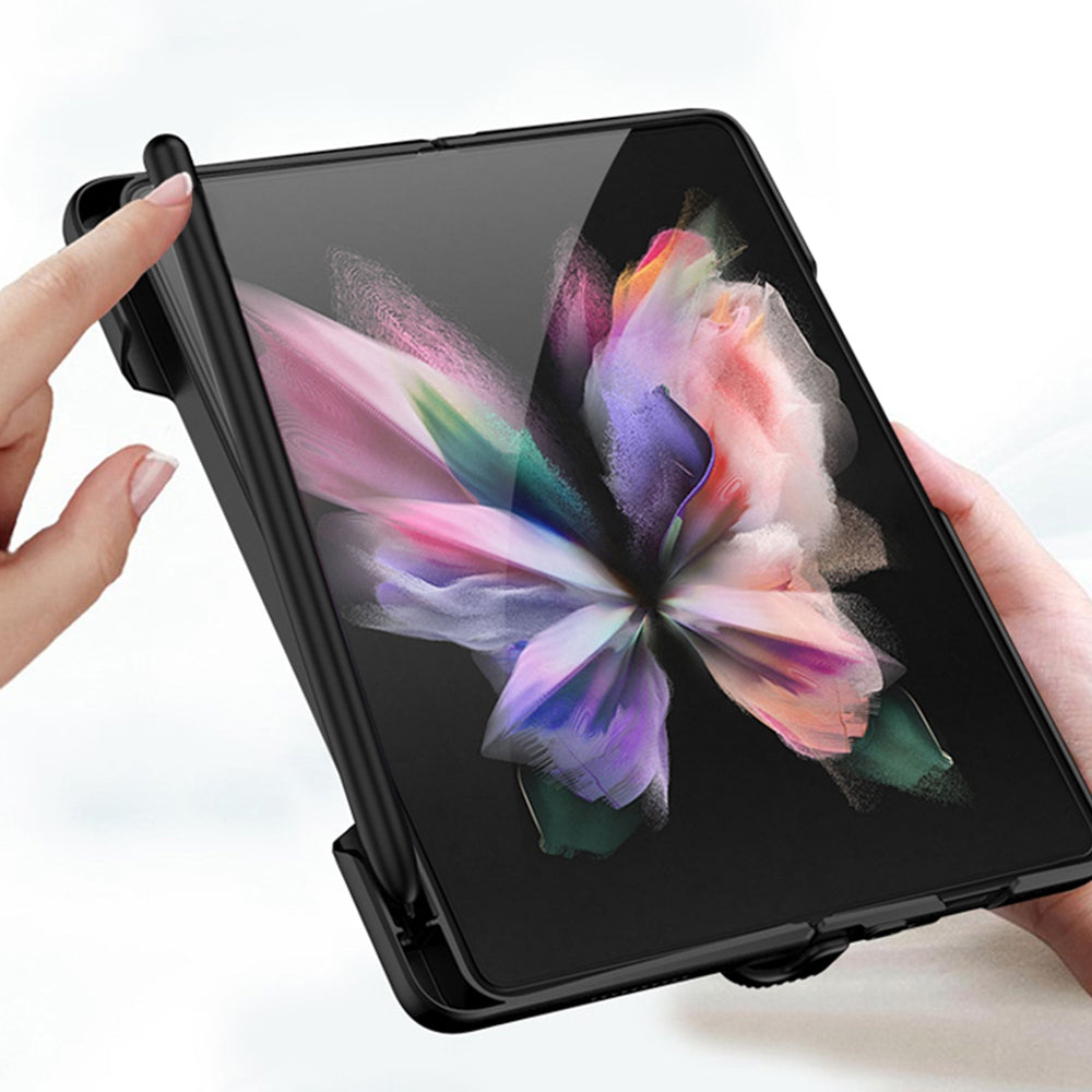 GKK For Samsung Galaxy Z Fold3 5G Magnetic Absorption Hinge Hard PC Folding Phone Case with Pen Slot