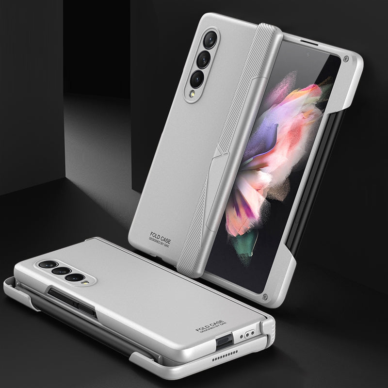 GKK For Samsung Galaxy Z Fold3 5G Magnetic Absorption Hinge Hard PC Folding Phone Case with Pen Slot