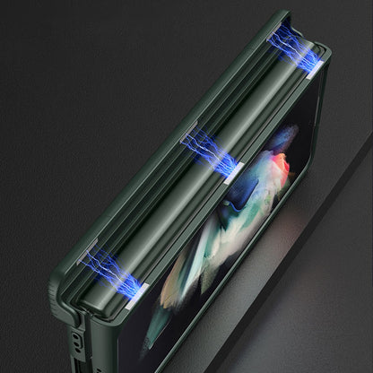GKK For Samsung Galaxy Z Fold3 5G Magnetic Absorption Hinge Hard PC Folding Phone Case with Pen Slot