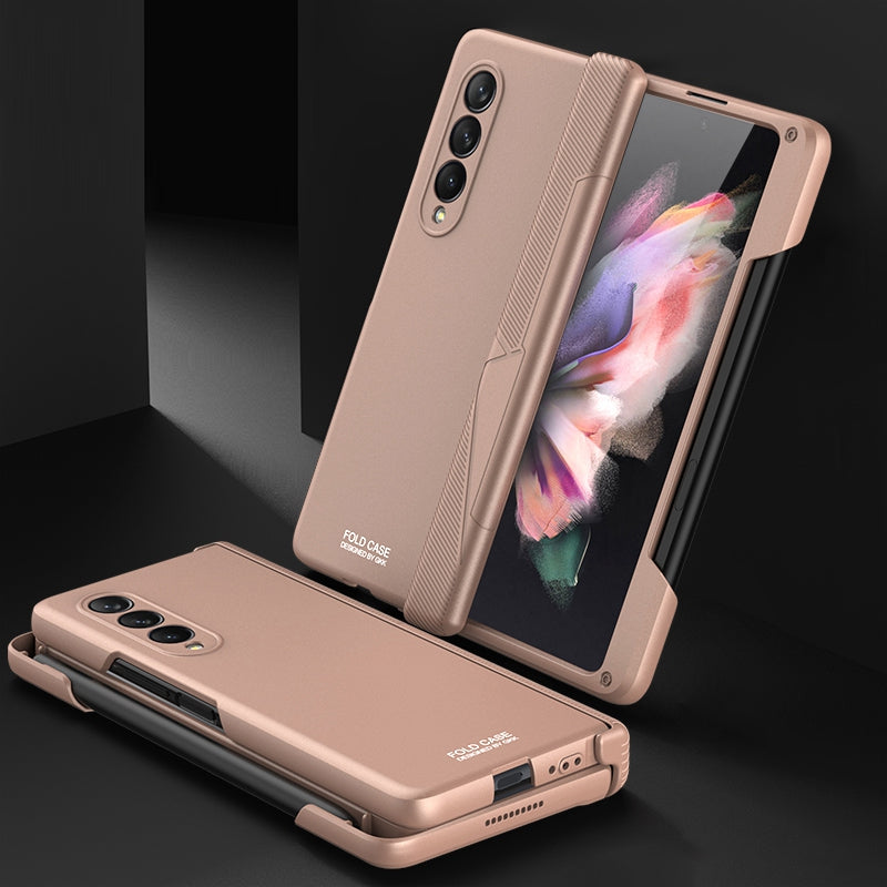 GKK For Samsung Galaxy Z Fold3 5G Magnetic Absorption Hinge Hard PC Folding Phone Case with Pen Slot