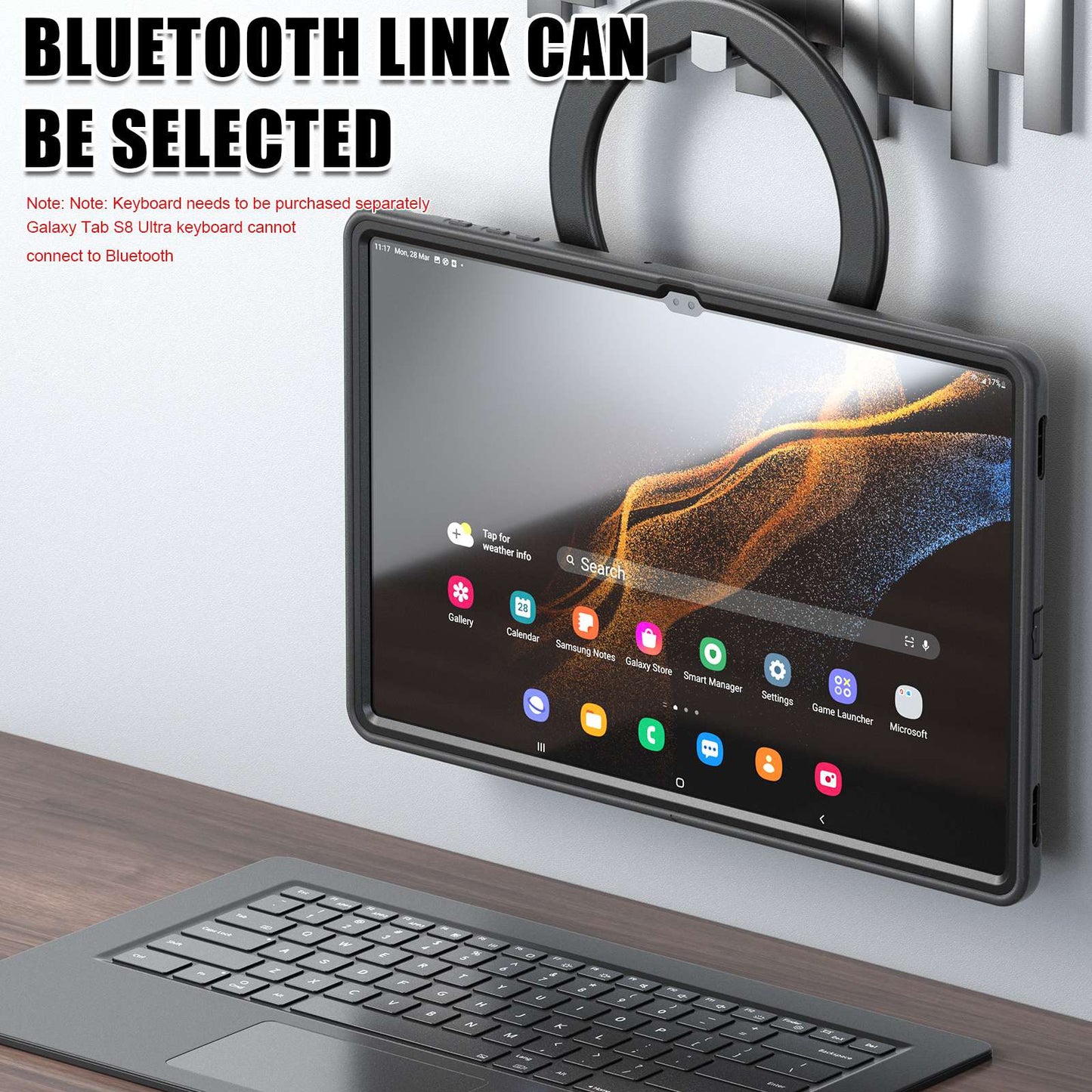 For Samsung Galaxy Tab S8 Ultra 14.6 X900/X906 Rotary Kickstand PC + TPU Tablet Case Cover with Pen Slot