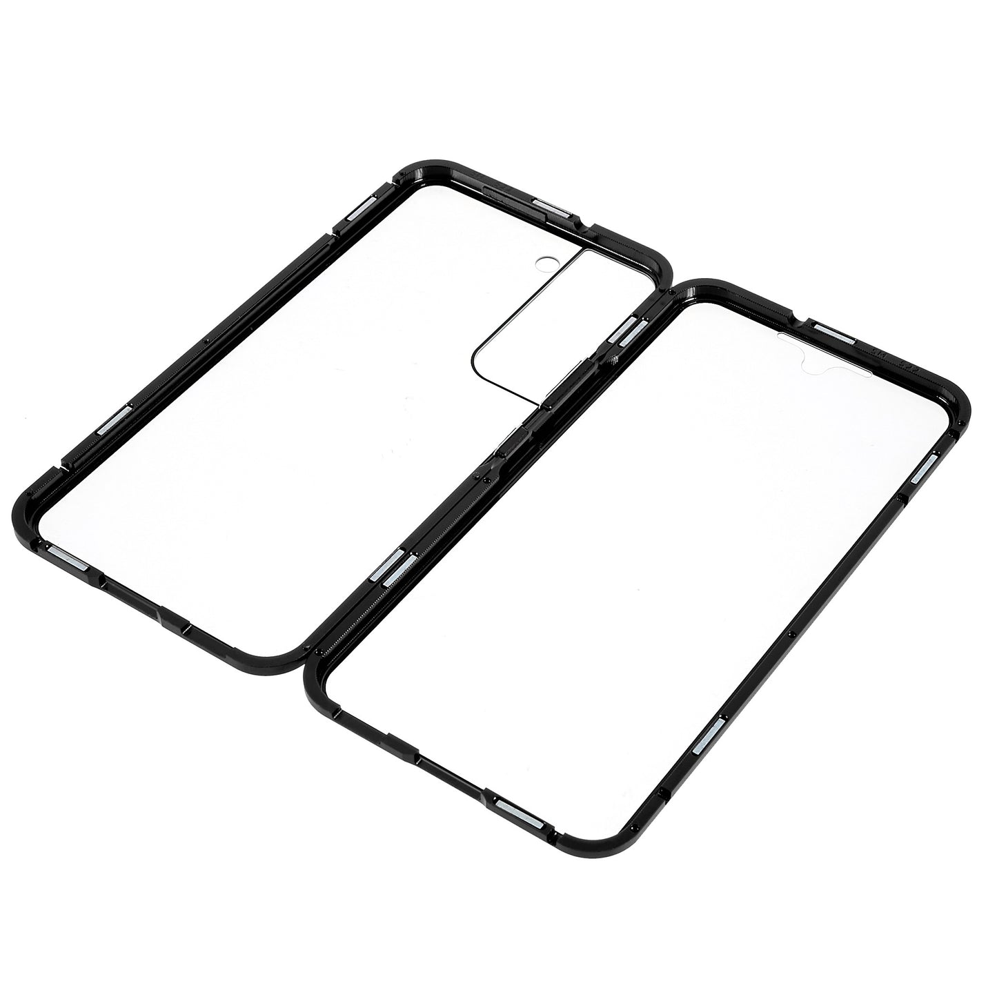 For Samsung Galaxy S22 5G 360 Degree Full Protection Phone Case Metal Bumper + Double-sided Tempered Glass Anti-fall Shell with Magnetic Closure