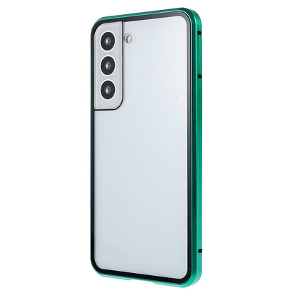 For Samsung Galaxy S22 5G 360 Degree Full Protection Phone Case Metal Bumper + Double-sided Tempered Glass Anti-fall Shell with Magnetic Closure