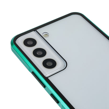 For Samsung Galaxy S22 5G 360 Degree Full Protection Phone Case Metal Bumper + Double-sided Tempered Glass Anti-fall Shell with Magnetic Closure