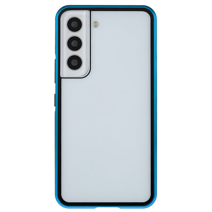 For Samsung Galaxy S22 5G 360 Degree Full Protection Phone Case Metal Bumper + Double-sided Tempered Glass Anti-fall Shell with Magnetic Closure