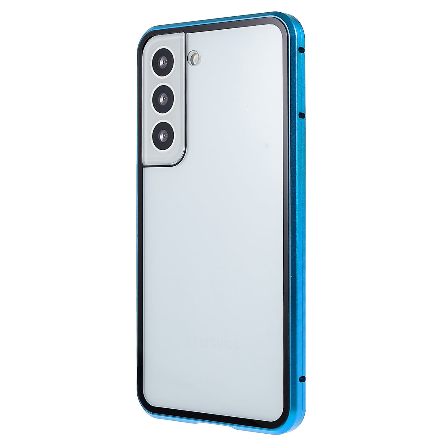 For Samsung Galaxy S22 5G 360 Degree Full Protection Phone Case Metal Bumper + Double-sided Tempered Glass Anti-fall Shell with Magnetic Closure