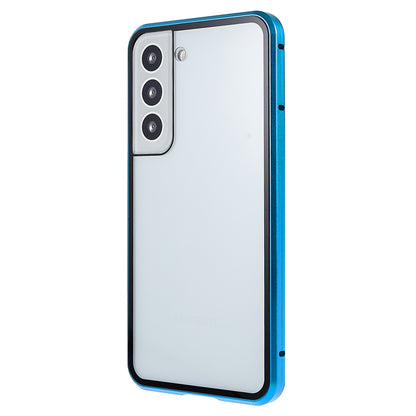 For Samsung Galaxy S22 5G 360 Degree Full Protection Phone Case Metal Bumper + Double-sided Tempered Glass Anti-fall Shell with Magnetic Closure