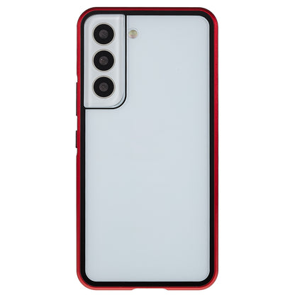 For Samsung Galaxy S22 5G 360 Degree Full Protection Phone Case Metal Bumper + Double-sided Tempered Glass Anti-fall Shell with Magnetic Closure