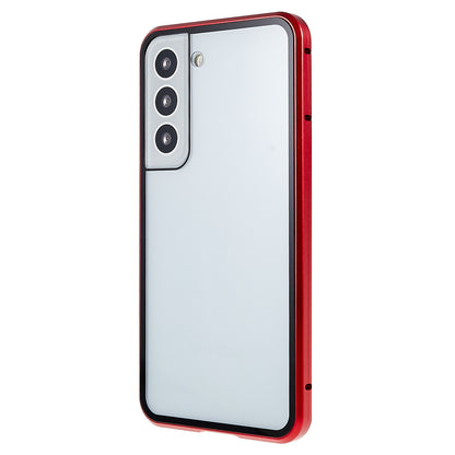 For Samsung Galaxy S22 5G 360 Degree Full Protection Phone Case Metal Bumper + Double-sided Tempered Glass Anti-fall Shell with Magnetic Closure