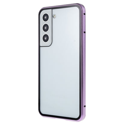 For Samsung Galaxy S22 5G 360 Degree Full Protection Phone Case Metal Bumper + Double-sided Tempered Glass Anti-fall Shell with Magnetic Closure