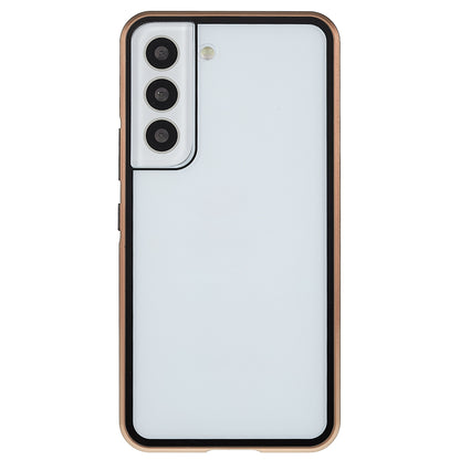 For Samsung Galaxy S22 5G 360 Degree Full Protection Phone Case Metal Bumper + Double-sided Tempered Glass Anti-fall Shell with Magnetic Closure