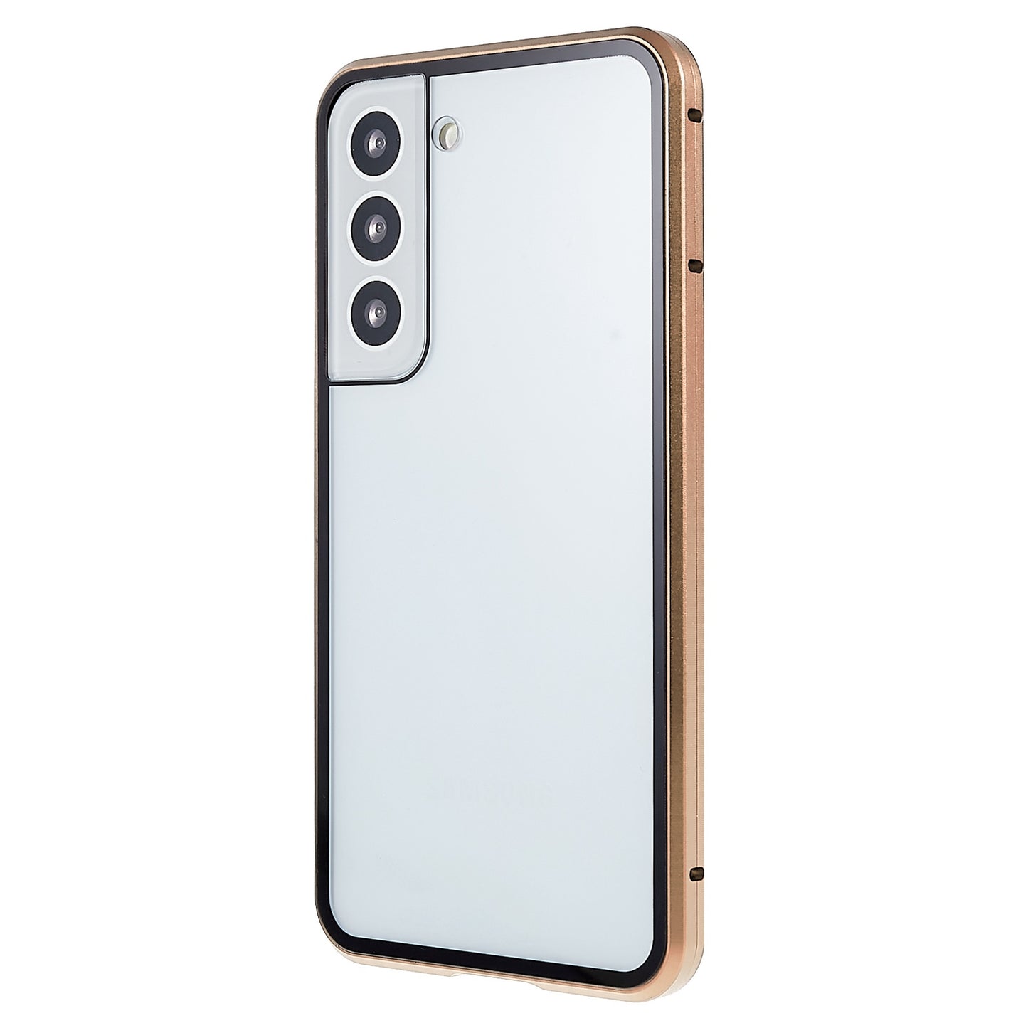 For Samsung Galaxy S22 5G 360 Degree Full Protection Phone Case Metal Bumper + Double-sided Tempered Glass Anti-fall Shell with Magnetic Closure
