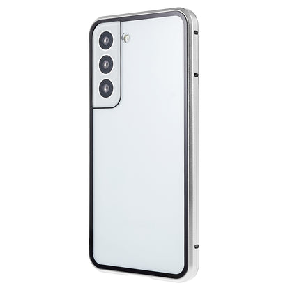 For Samsung Galaxy S22 5G 360 Degree Full Protection Phone Case Metal Bumper + Double-sided Tempered Glass Anti-fall Shell with Magnetic Closure