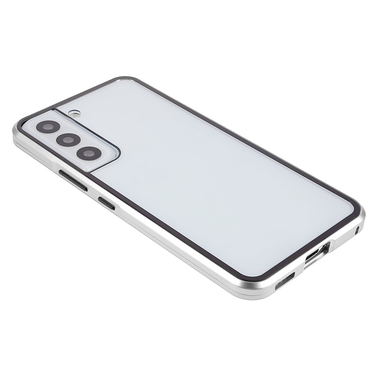 For Samsung Galaxy S22 5G 360 Degree Full Protection Phone Case Metal Bumper + Double-sided Tempered Glass Anti-fall Shell with Magnetic Closure