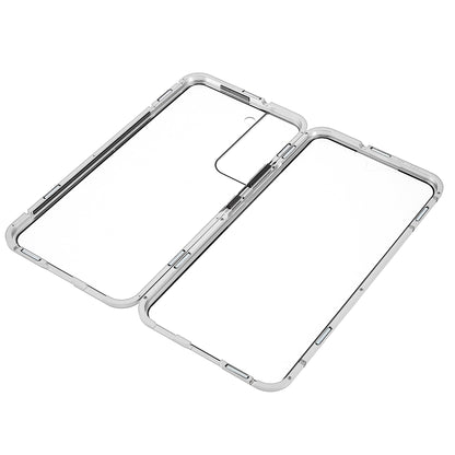 For Samsung Galaxy S22 5G 360 Degree Full Protection Phone Case Metal Bumper + Double-sided Tempered Glass Anti-fall Shell with Magnetic Closure