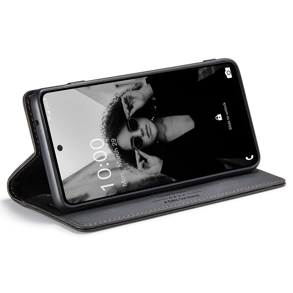 AUTSPACE A01 Series for Samsung Galaxy A52 4G/5G/A52s 5G Retro Matte PU Leather Wallet Flip Stand Cover with RFID Blocking Magnetic Closure Shell