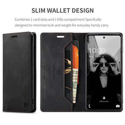 AUTSPACE A01 Series for Samsung Galaxy A52 4G/5G/A52s 5G Retro Matte PU Leather Wallet Flip Stand Cover with RFID Blocking Magnetic Closure Shell