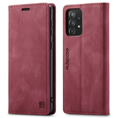 AUTSPACE A01 Series for Samsung Galaxy A52 4G/5G/A52s 5G Retro Matte PU Leather Wallet Flip Stand Cover with RFID Blocking Magnetic Closure Shell