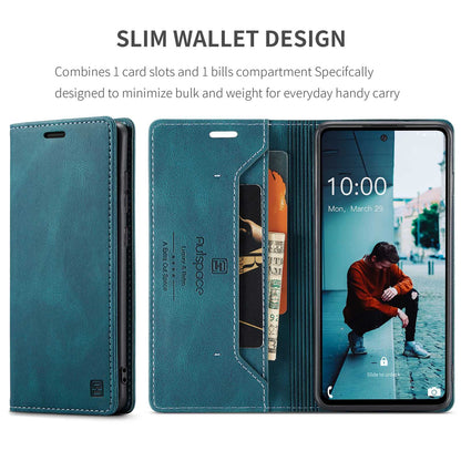 AUTSPACE A01 Series for Samsung Galaxy A52 4G/5G/A52s 5G Retro Matte PU Leather Wallet Flip Stand Cover with RFID Blocking Magnetic Closure Shell